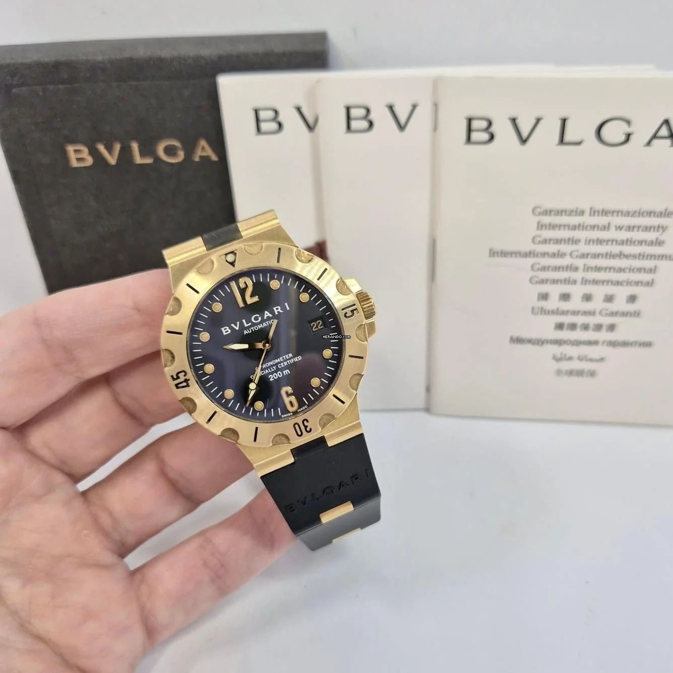 Thumbnail von Bulgari Diagono Scuba Diver Ouro 38mm Automático Completo