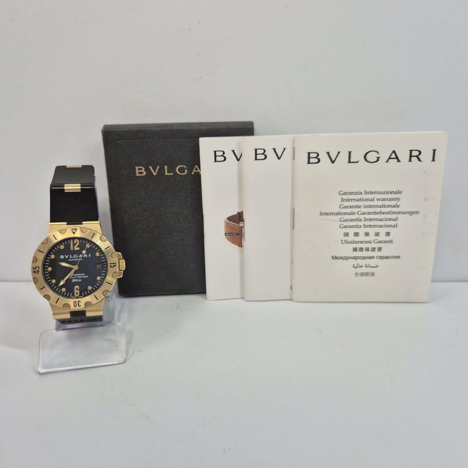  Bulgari Diagono Scuba Diver Ouro 38mm Automático Completo 