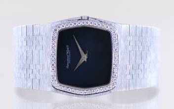 Thumbnail von IWC 18K Weißgold Onyx Dresswatch 750 gold Jumbo Diamond Bezel Milanaise ultra rar