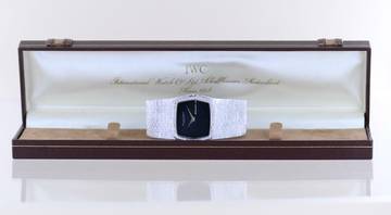 Thumbnail von IWC 18K Weißgold Onyx Dresswatch 750 gold Jumbo Diamond Bezel Milanaise ultra rar