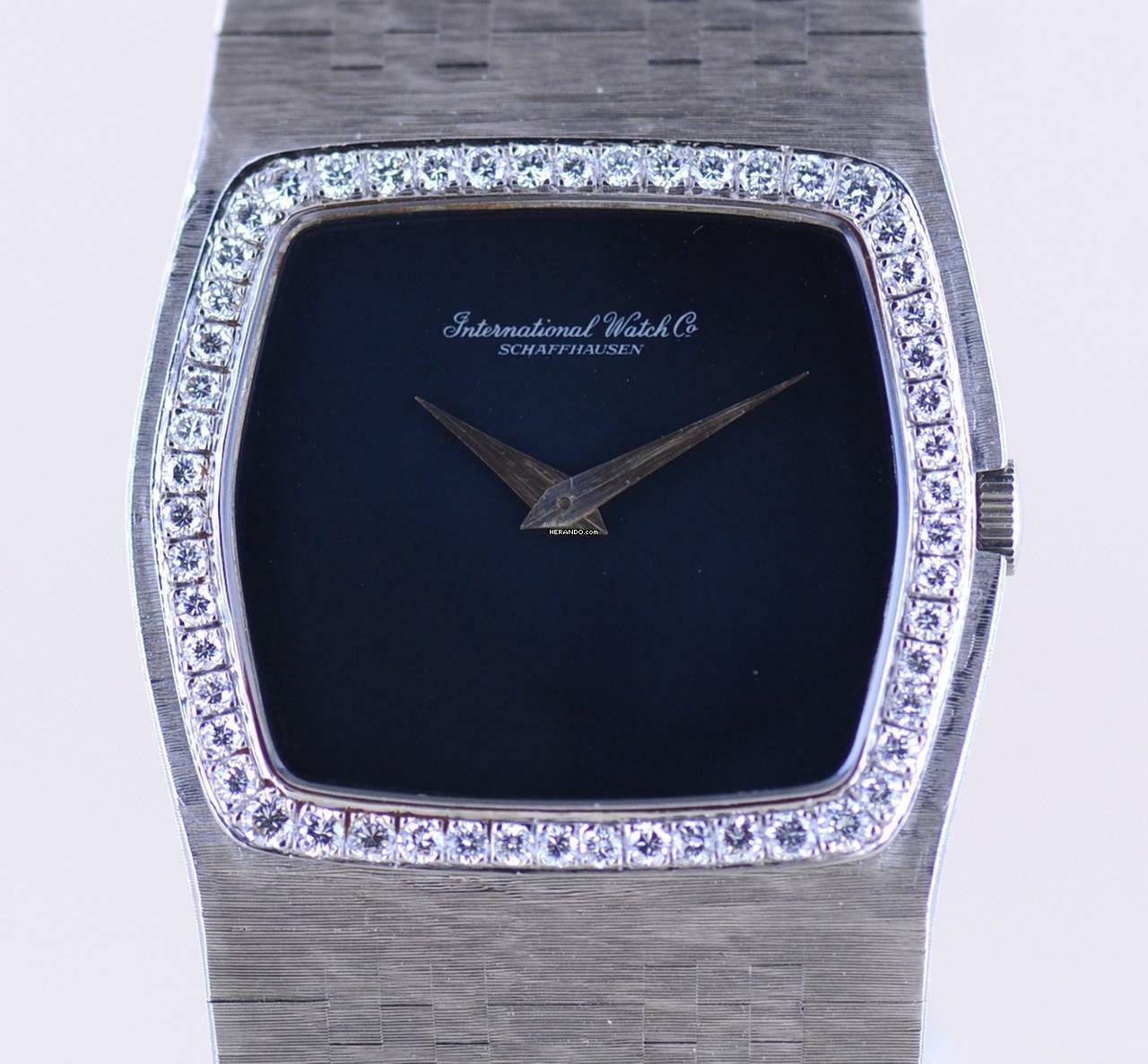 IWC 18K Weißgold Onyx Dresswatch 750 gold Jumbo Diamond Bezel Milanaise ultra rar