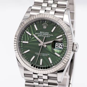  Rolex Datejust 36 Green Palm Jubilee – 126234 –NEW & Unworn – 02/2023 Full Set 