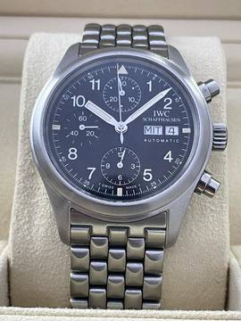  IWC Pilot Chronograph Pilot's Fliegeruhr Chonograph 39mm Steel Black Dial 