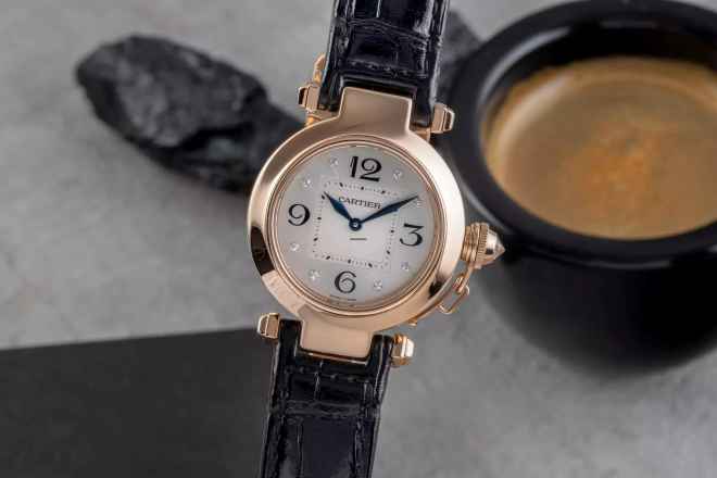  Cartier Pasha 18k (0,750) Rotgold Diamonds Quarz Damenuhr Ref. WJ11913G 