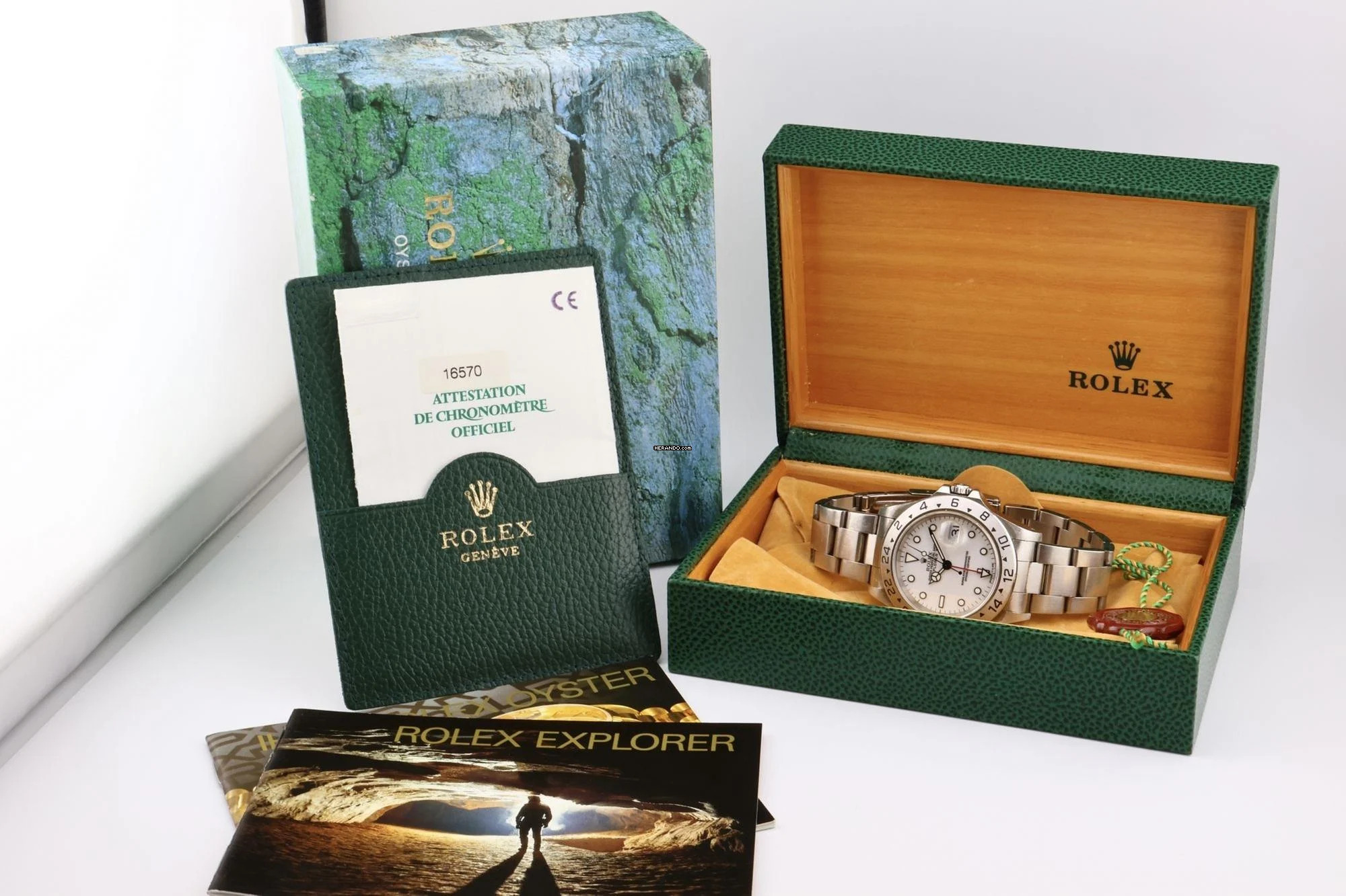  Rolex Explorer II White Dial Box+Papers 40MM 16570 1997 