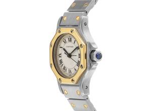 Thumbnail von Cartier Santos Octagon PM kleines Modell Ref.0907 1999 Box&Beschreibung sehr gut Vintage Santos Octagon PM kleines Modell