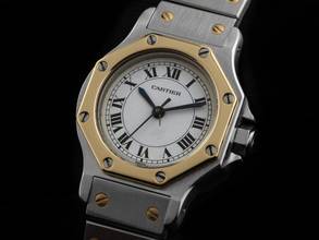 Thumbnail von Cartier Santos Octagon PM kleines Modell Ref.0907 1999 Box&Beschreibung sehr gut Vintage Santos Octagon PM kleines Modell