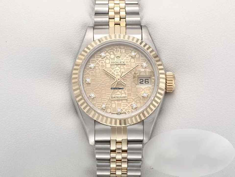  Rolex Lady-Datejust Edelstahl Gelbgold 750 Diamanten Automatik Gold Stahl Damen Stainless Steel 18kt Yellow Gold Jubilé-band Chronometer Oyster 