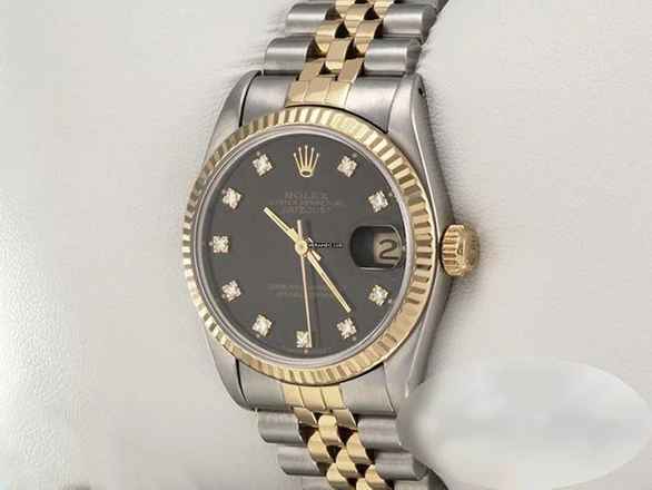  Rolex Datejust 31 Medium Stahl Gelbgold 750 Diamanten Automatik Gold Stahl Stainless Steel 18kt Yellow Gold Jubilé-band Chronometer Oyster Black Dial 