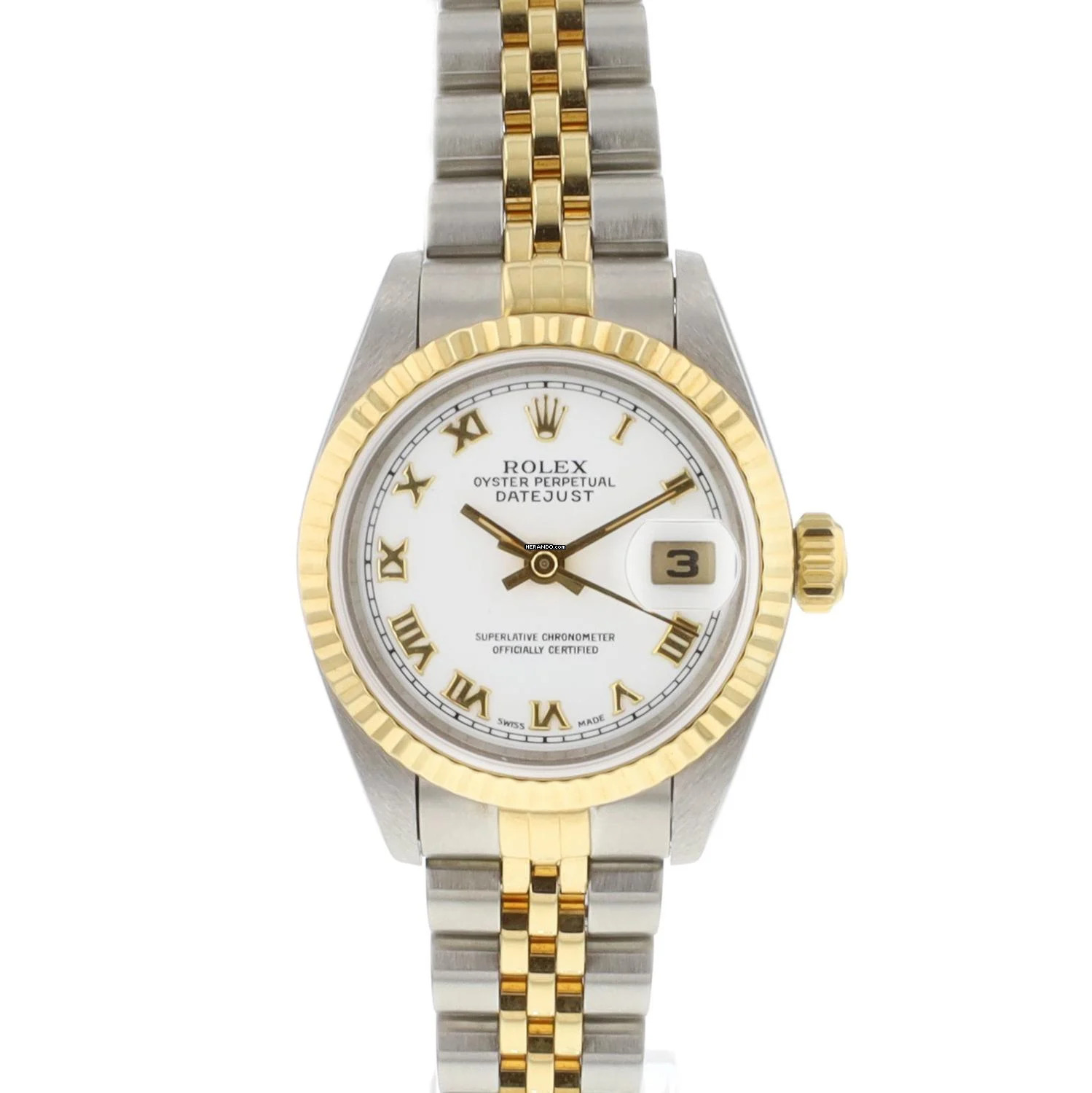Rolex Lady-Datejust 26 Steel/Gold Jubilee White Roman Dial