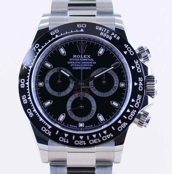  Rolex Daytona Stahl black Cosmograph Cerachrom Chronograph B+P ungetragen 