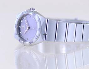 Thumbnail von Omega Constellation Ladies Purple Diamond Dial Quarz Lady 28mm Brillanten New