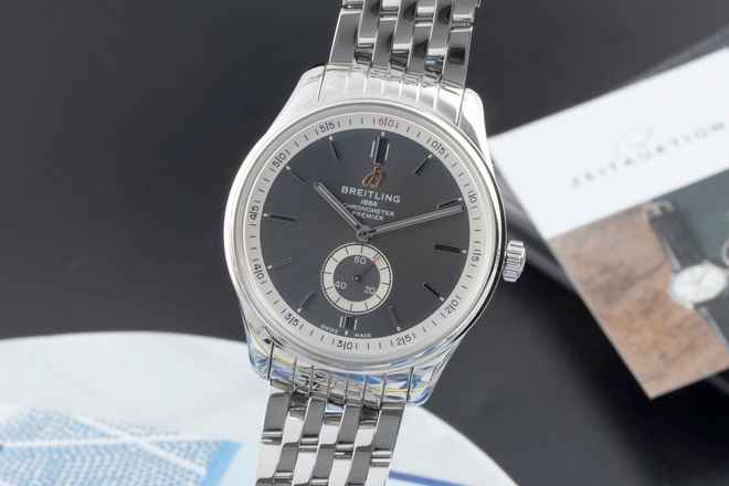  Breitling Premier Automatik 40 Stahl Herrenuhr Ref. A37340351B1A1 B&P 