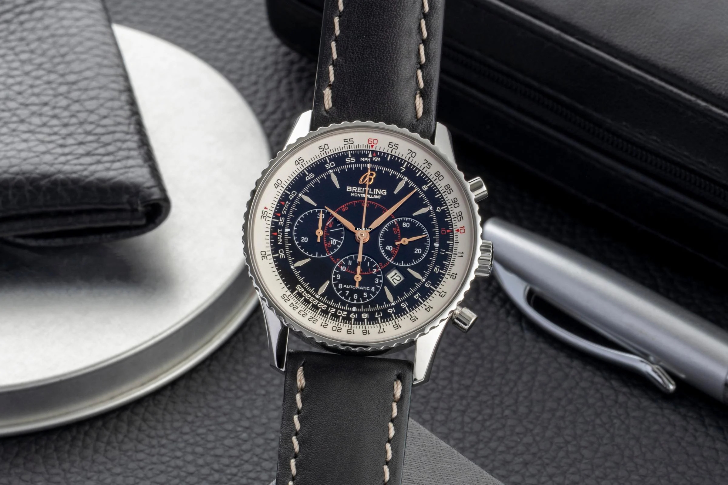  Breitling Montbrillant Chronograph Stahl Automatik Herrenuhr Ref A41370 B&P 2010 