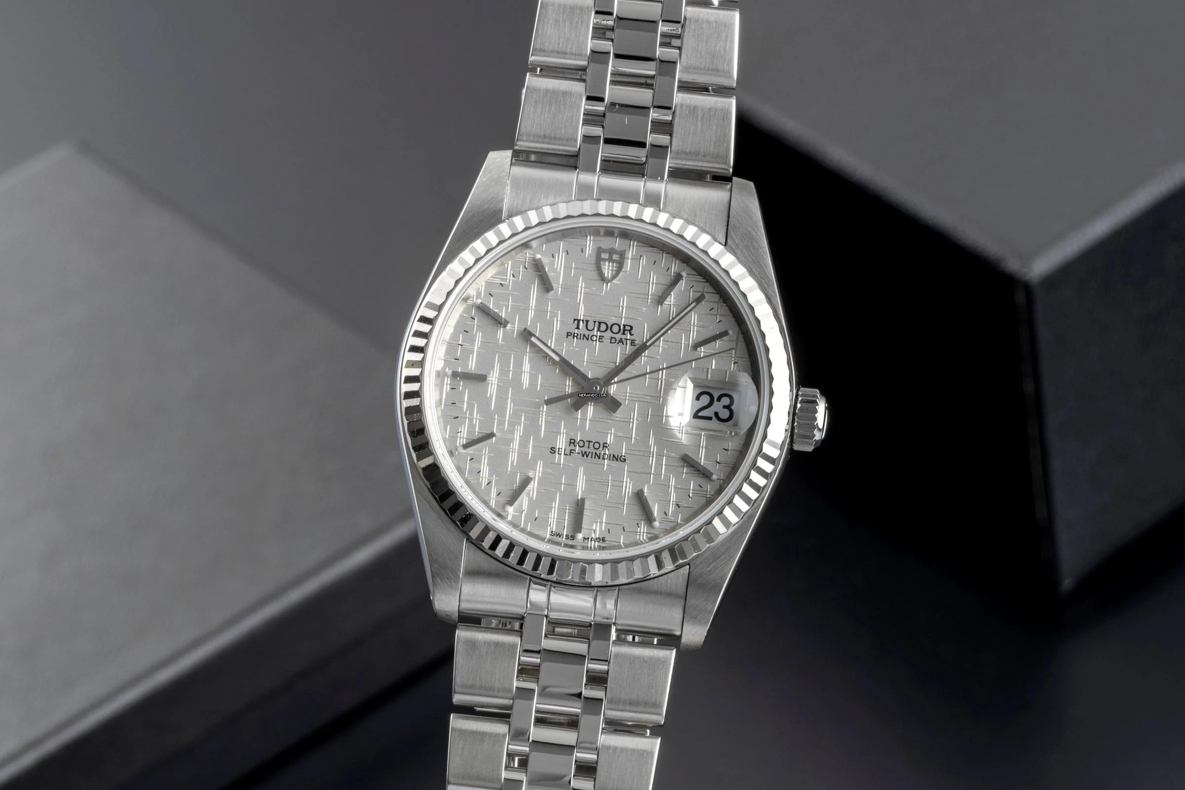  Tudor Prince Date Edelstahl/Weissgold Automatik Herrenuhr Medium Ref. 74034 B&P 