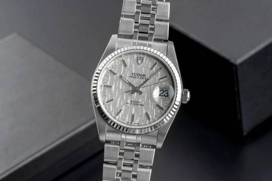  Tudor Prince Date Edelstahl/Weissgold Automatik Herrenuhr Medium Ref. 74034 B&P 