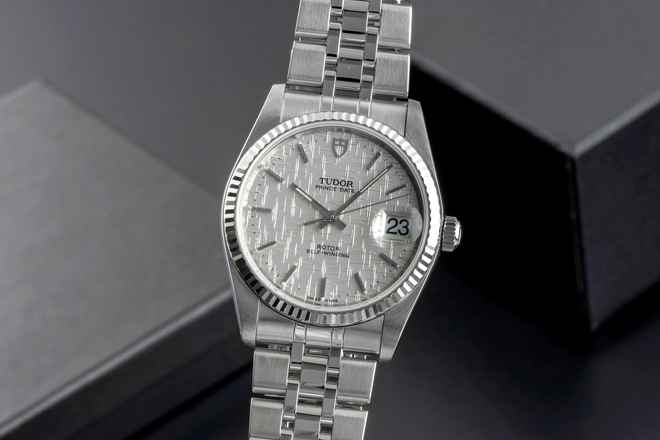  Tudor Prince Date Edelstahl/Weissgold Automatik Herrenuhr Medium Ref. 74034 B&P 