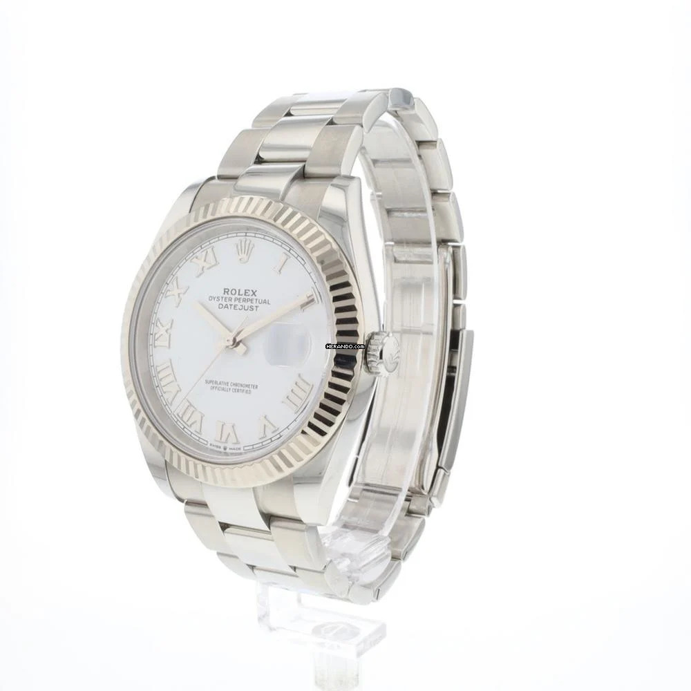 Rolex Datejust 41 Fluted Oyster White Roman Dial