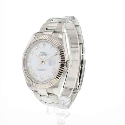  Rolex Datejust 41 Fluted Oyster White Roman Dial 
