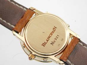 Thumbnail von Blancpain Villeret 18 Kt Gelbgold Villeret Damenuhr Vollkalender Mondphase wie Neu 26mm mit original Band und 18 Kt Schließe Diamantzifferblatt