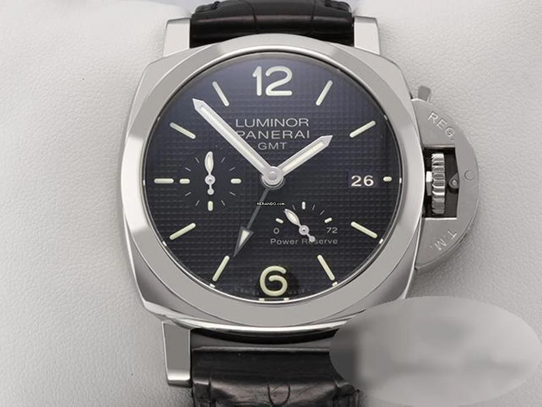  Panerai Luminor 1950 3 Days GMT Power Reserve Automatic Pam00537 2016 Automatik Stahl Steel Black Dial 