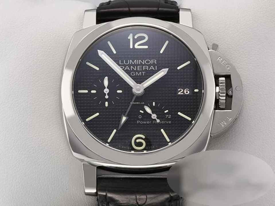  Panerai Luminor 1950 3 Days GMT Power Reserve Automatic Pam00537 2016 Automatik Stahl Steel Black Dial 
