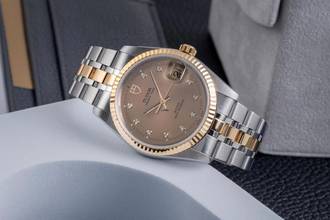 Thumbnail von Tudor Prince Date Diamond Dial Stahl / Gold Automatik Medium Ref. 74033 Papiere