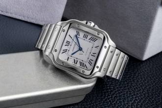 Thumbnail von Cartier Santos Edelstahl Automatik Medium Size Ref. WSSA0010 4075 B&P