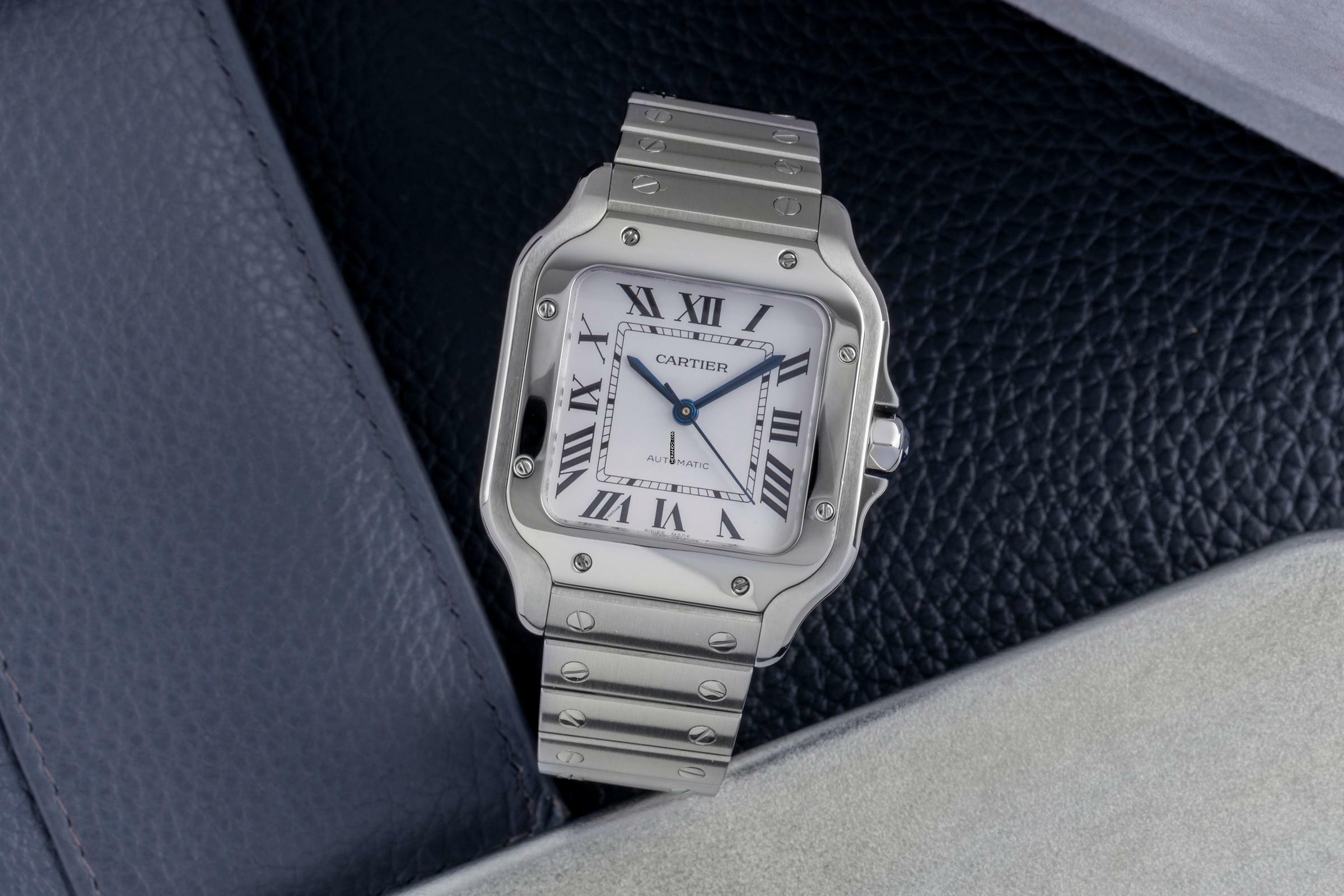 Thumbnail von Cartier Santos Edelstahl Automatik Medium Size Ref. WSSA0010 4075 B&P