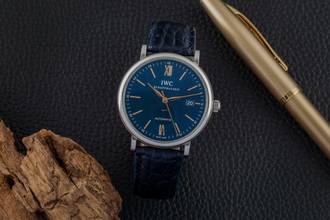 Thumbnail von IWC Portofino Automatic 40 Blue Dial Stahl Automatik Herrenuhr Ref. IW356523