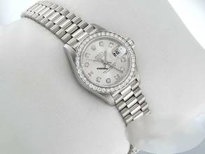 Thumbnail von Rolex Lady-Datejust 26mm Platin 950 Diamanten 2001 Automatik Platinum Damenuhr Chronometer Oyster President-band