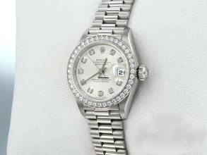 Thumbnail von Rolex Lady-Datejust 26mm Platin 950 Diamanten 2001 Automatik Platinum Damenuhr Chronometer Oyster President-band