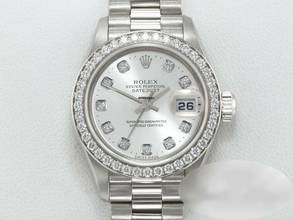 Thumbnail von Rolex Lady-Datejust 26mm Platin 950 Diamanten 2001 Automatik Platinum Damenuhr Chronometer Oyster President-band