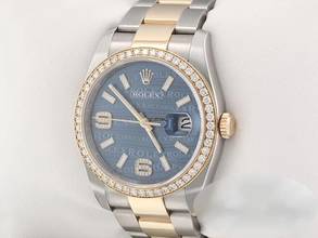 Thumbnail von Rolex Datejust 36 36mm 116243 2010 Stahl Gelbgold 750 Wave Diamanten Automatik Stainless Steel 18kt Yellow Gold Oyster-band Chronometer Blue Dial