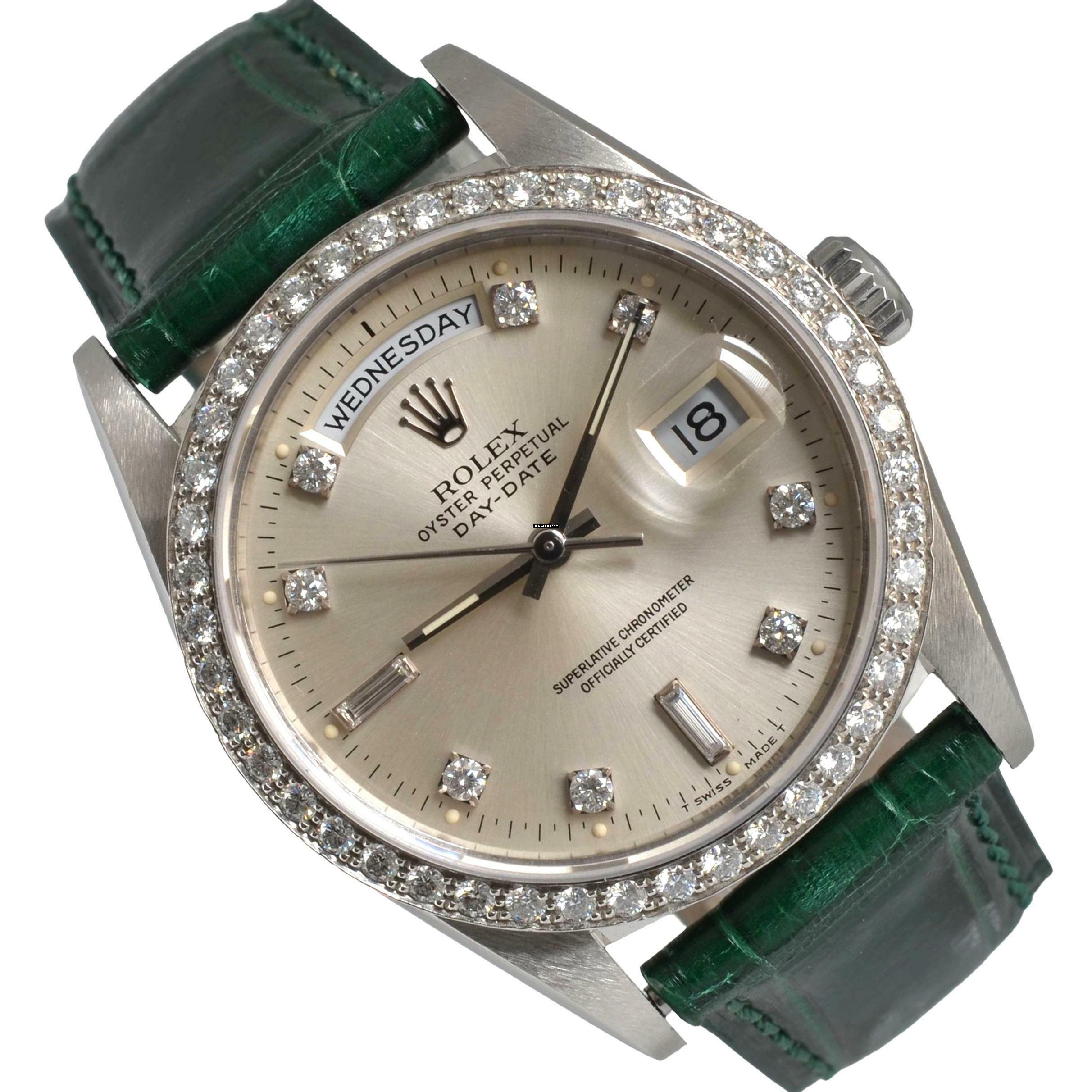  Rolex Day-Date 36 18346 President silver diamonds Factory dial Platinum 950 Full Set 