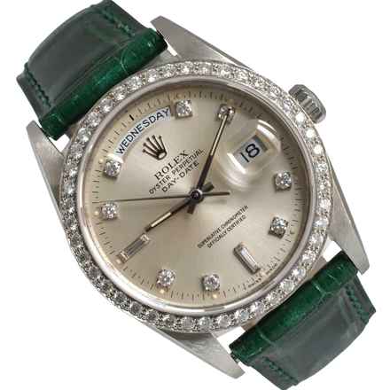  Rolex Day-Date 36 18346 President silver diamonds Factory dial Platinum 950 Full Set 