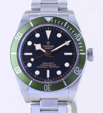  Tudor Black Bay Fifty-Eight Top No-Date green Bezel Stahlband B+P 