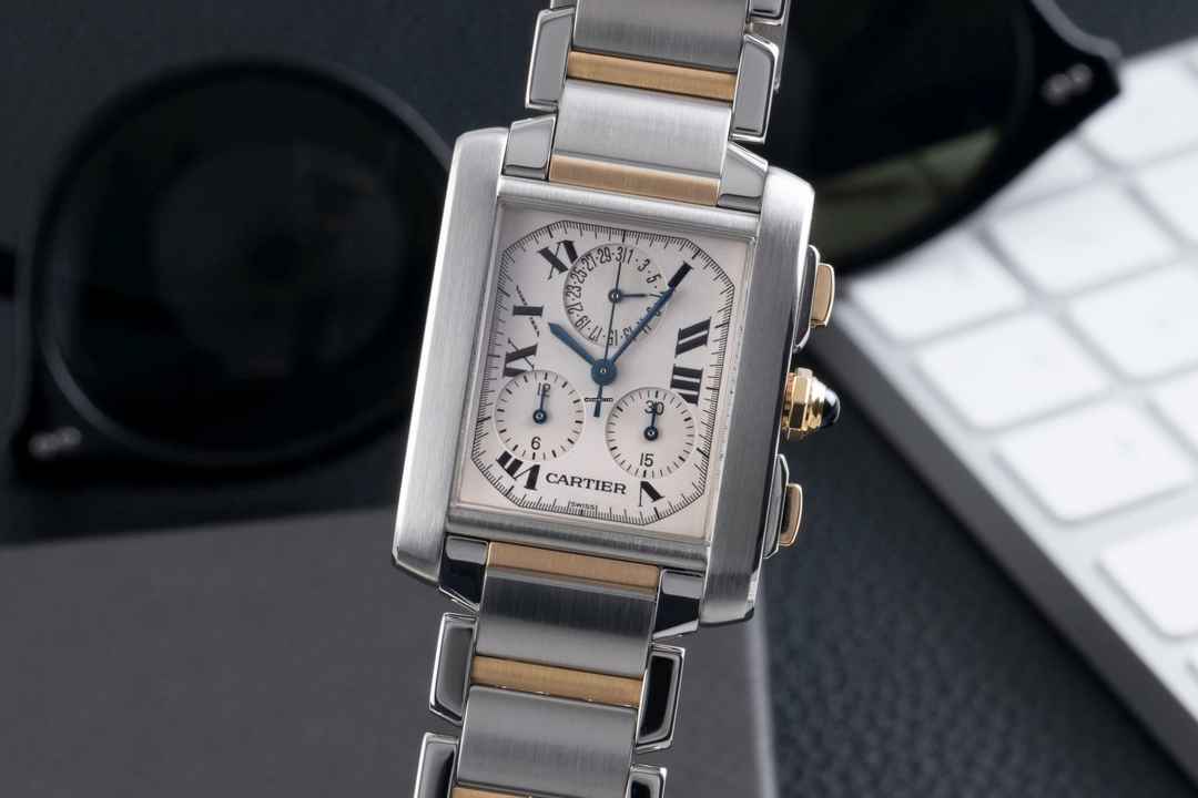  Cartier Tank Française Stahl Gold Chronoflex Chronograph Ref. W51004Q4 2303 B&P 