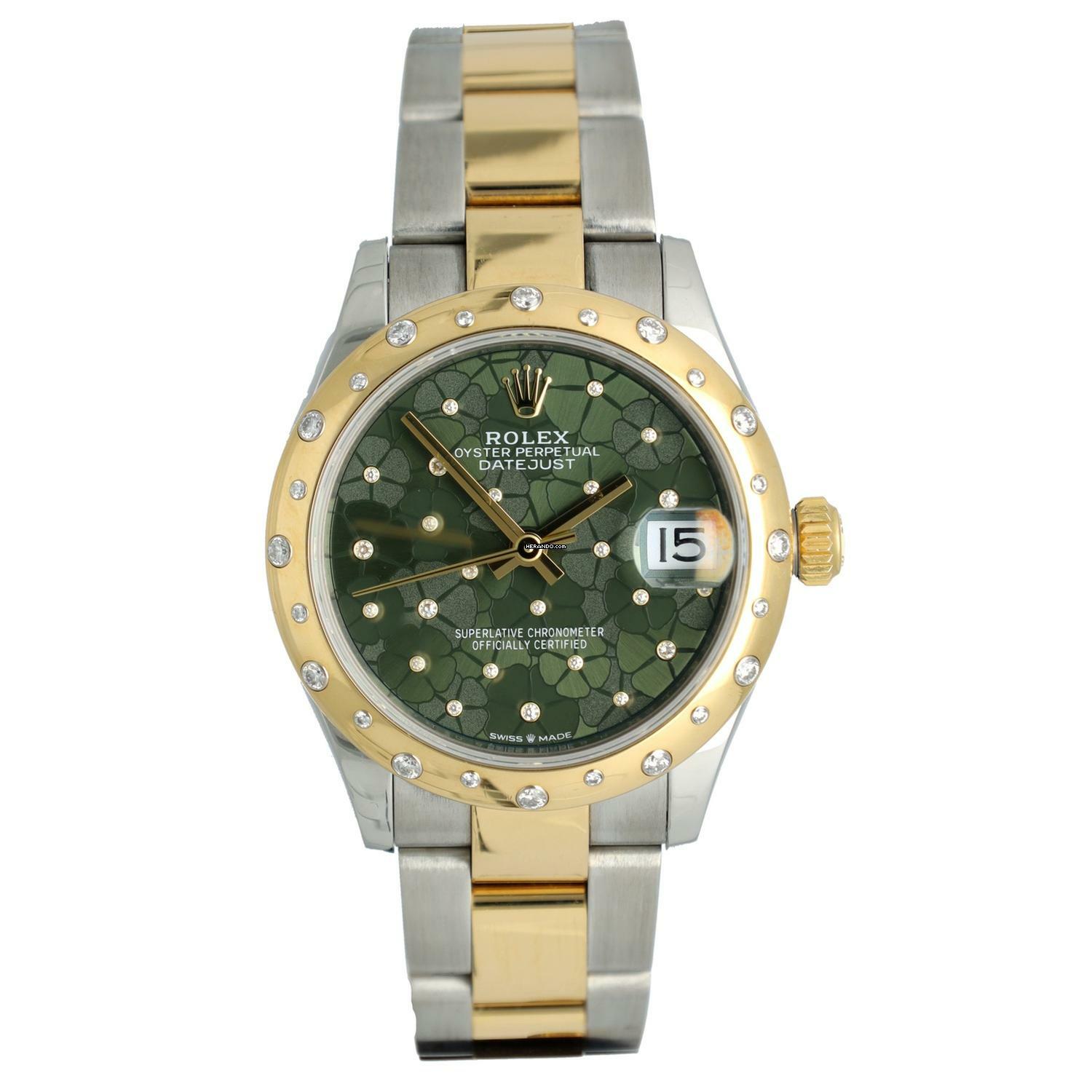 Rolex Datejust 31 Green Diamond/Flower dial Full Set Ref. 278343RBR