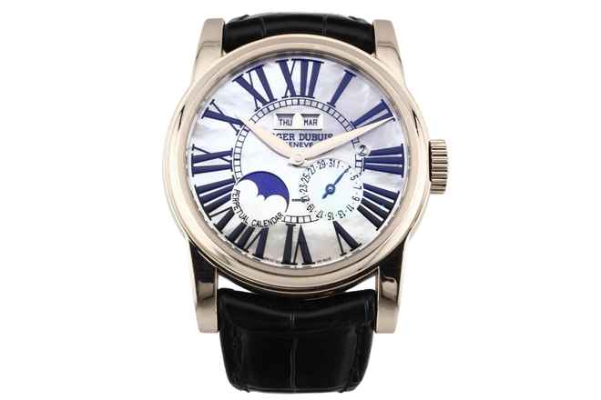 Roger Dubuis Hommage Calendario Perpetuo in oro bianco 18k con quadrante MOP - Documenti di servizio RD - HO43 1439 0