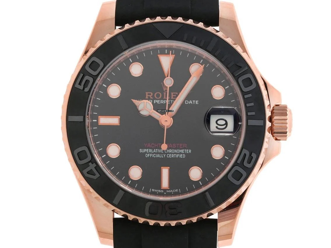 Rolex Yacht-Master 37 18kt Roségold Everose Ref.268655 2016 Full Set wie Neu Yacht-Master 18kt Roségold Everose Kautschuk Faltschließe