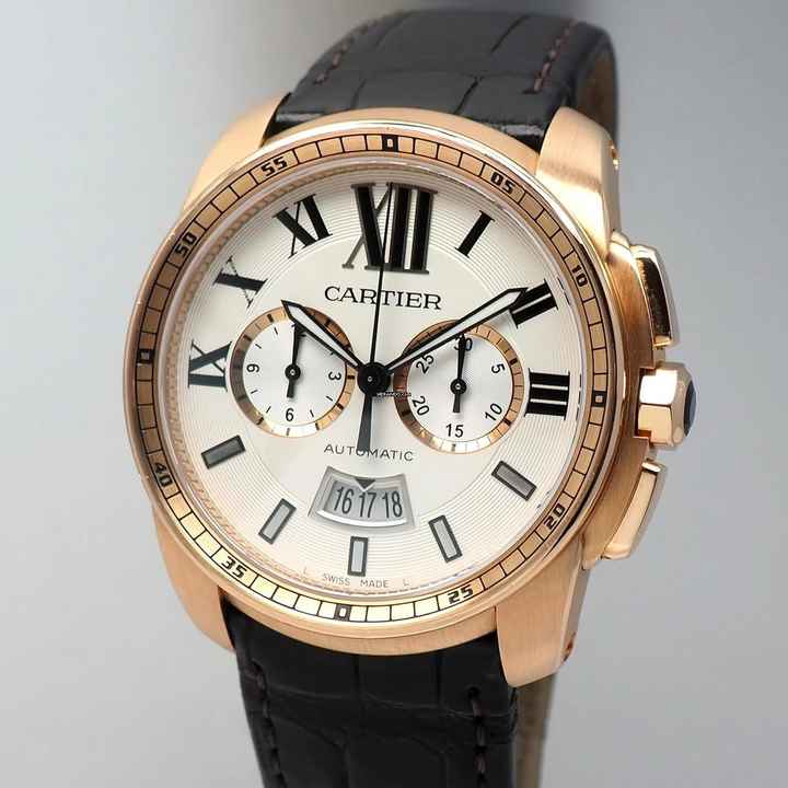  Cartier Calibre de Cartier Chronograph W7100044 Rosegold 18k/750 B&P +Service 