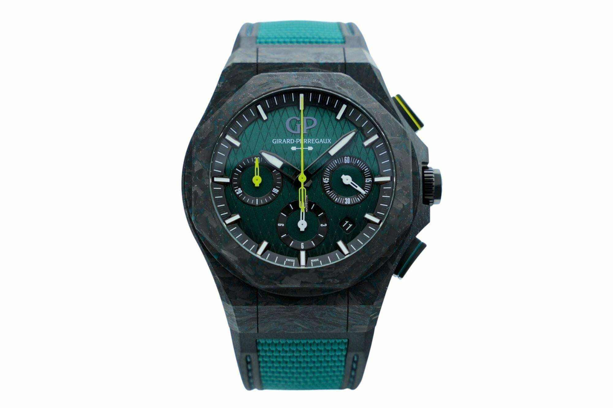  Girard Perregaux Laureato Absolute Chronograph Aston Martin F1 Edition - Limited To 306 Pieces - Carbon Case - 24 Months Warranty 81060-41-3071-1CX 