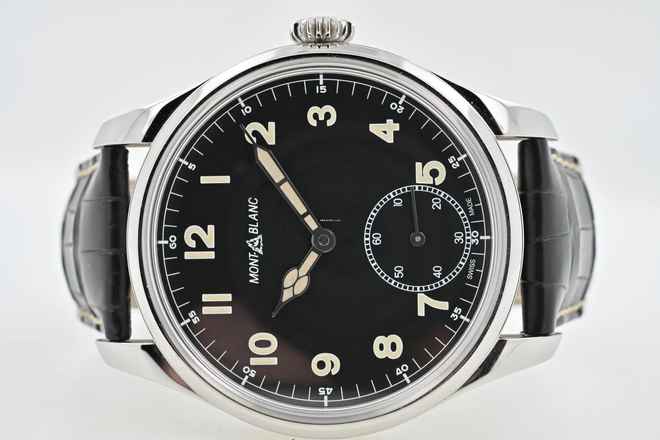  Montblanc 1858 Pilots Watch Steel Black Dial Manual Wind 113860 Limited 