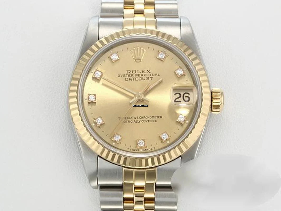 Rolex Datejust 31 Stahl Gelbgold 750 Diamanten Automatik Gold Stahl Stainless Steel 18kt Yellow Gold Jubilé-band Chronometer Oyster 