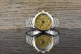 Thumbnail von Omega Speedmaster Date 39 Automatik TIP TOP VINTAGE Stahl / Gold langes Armband