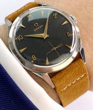 Thumbnail von Omega Classic Vintage Rare Black Honeycomb Dial Unrestored Serviced 35mm 2605 2605