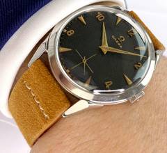 Thumbnail von Omega Classic Vintage Rare Black Honeycomb Dial Unrestored Serviced 35mm 2605 2605