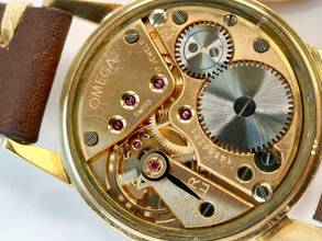 Thumbnail von Omega Classic Vintage KFOF Solid Rose Gold 14ct Vollgold Black Restored Dial