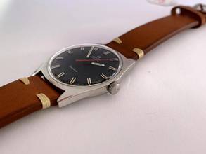 Thumbnail von Omega Genève Serviced Geneve Vintage Automatic Automatik ref 165041 Black Dial Red Hand 165041